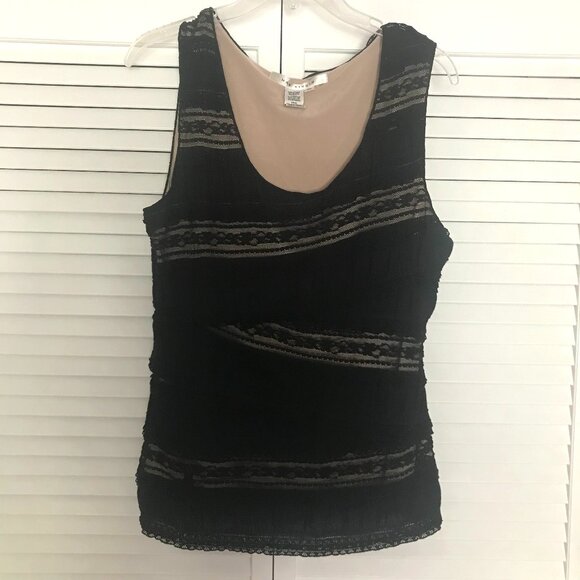 MAX STUDIO: BLACK LACE TANK TOP SIZE XL - Picture 2 of 3